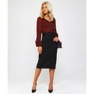 Alice + Olivia Silk Emmerson Burnout Velvet Heart Shirt Sheer Button Down Blouse